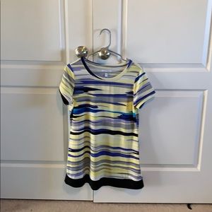 NWT CALVIN KLEIN short sleeve top, blue and yellow pattern